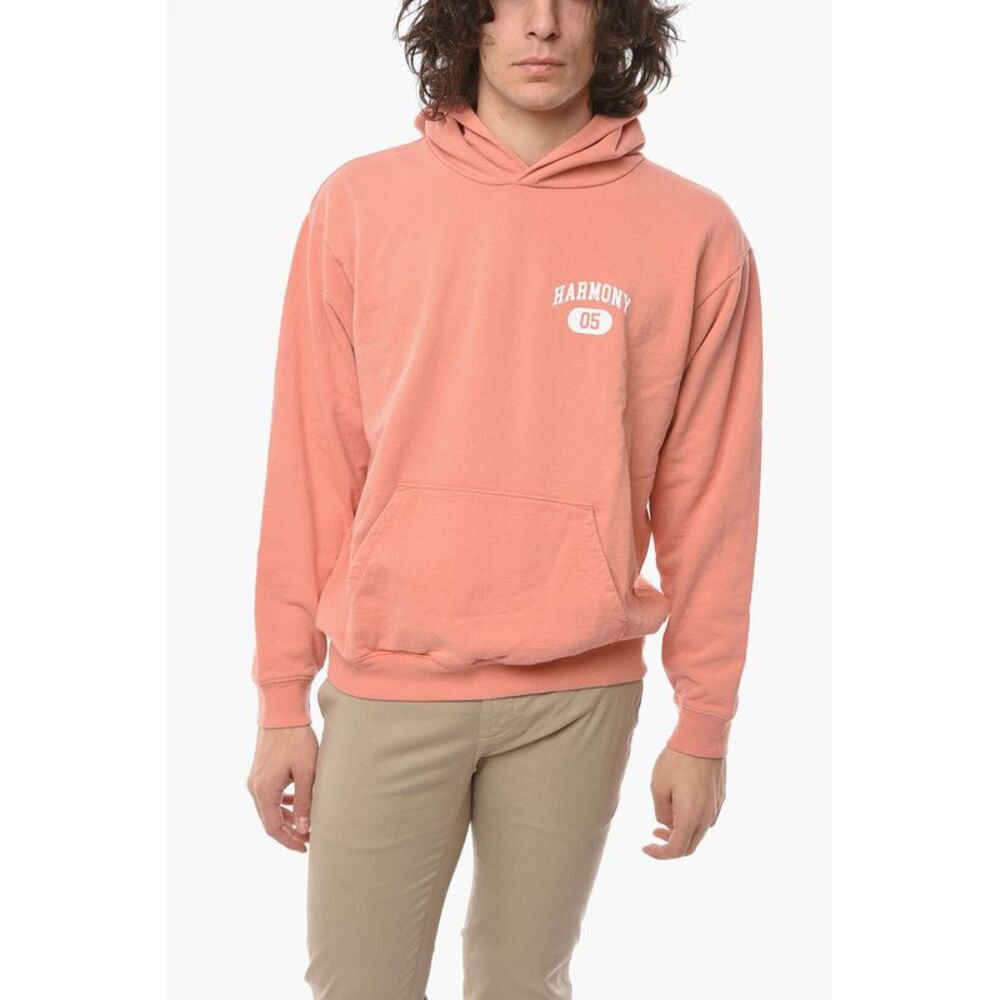 Brushed Cotton Hooded Sweatshirt with Printed Logo